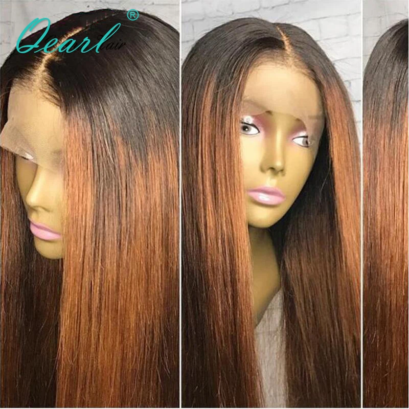 Qearl Ombre 1B/30 # боковая часть 360 Кружева Фронтальная парик бразильского прямо 130%