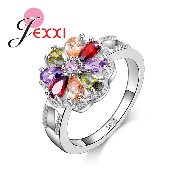 Женское кольцо из серебра 925 пробы с цветным кристаллом|jewelry rings|jewelry women ringsjewelry