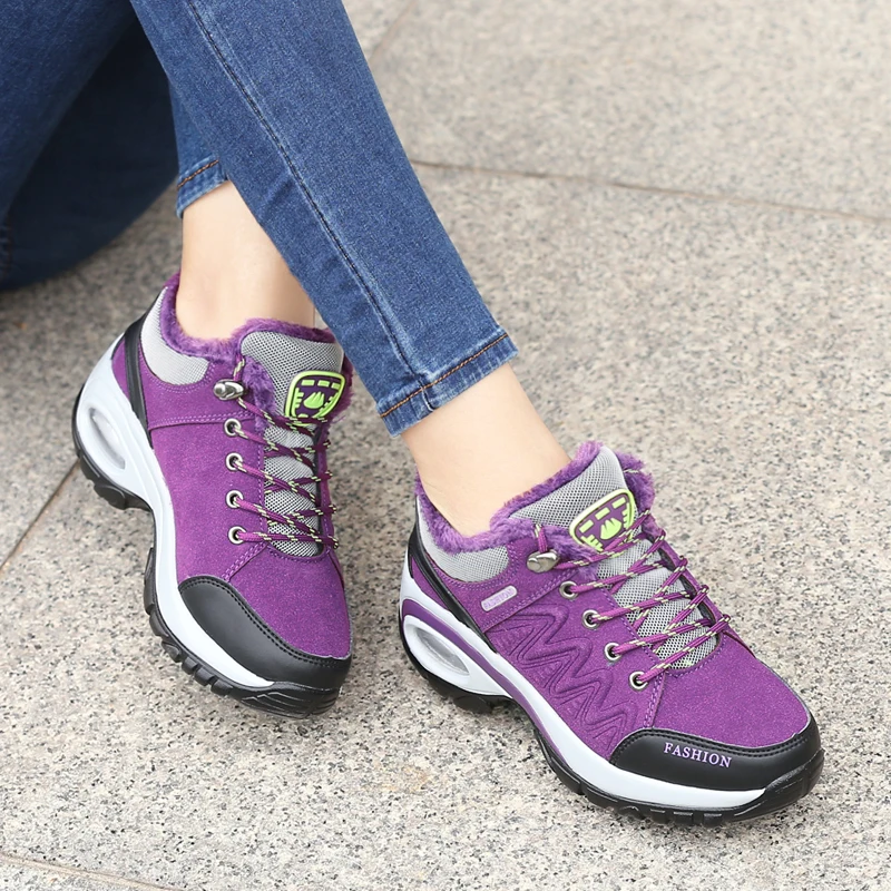 Хорошее качество женские зимние ботинки Резиновая подошва прогулочная обувь для