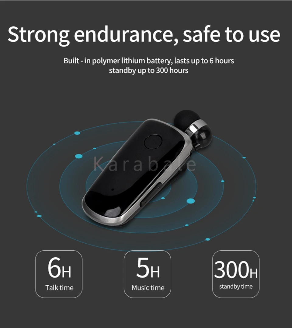 Karabale K39 Беспроводная bluetooth-гарнитура CSR чип в ухо Вибрационный оповещение износ клип наушник Hands-Free
