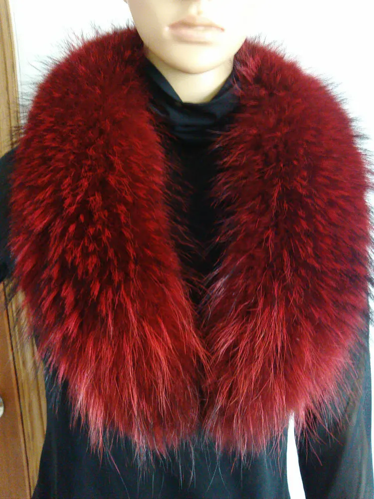Free shopping  Winter 2015 big raccoon fur bright red fur collars scarf shawl collar specials hair collar fox fur collar