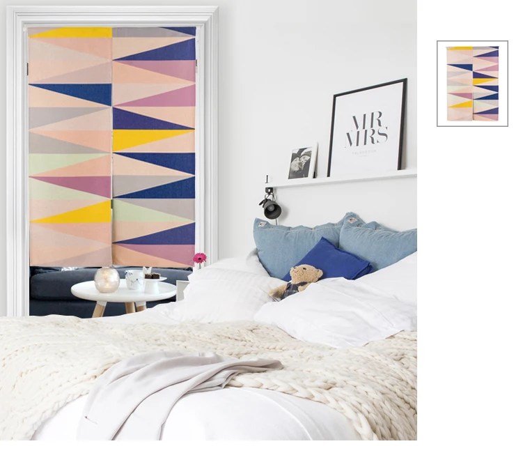 

Geometric Deer Fish Door Curtain Linen Tapestry Study Bedroom Home Decor Kitchen Curtains Customizable/85x120cm/85x90cm