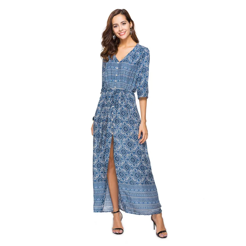 

2019 new women's bohemian printed beach dress