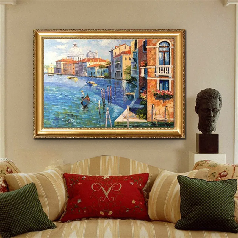 Ручная роспись море номер сидя номера украшает настенная живопись на холсте