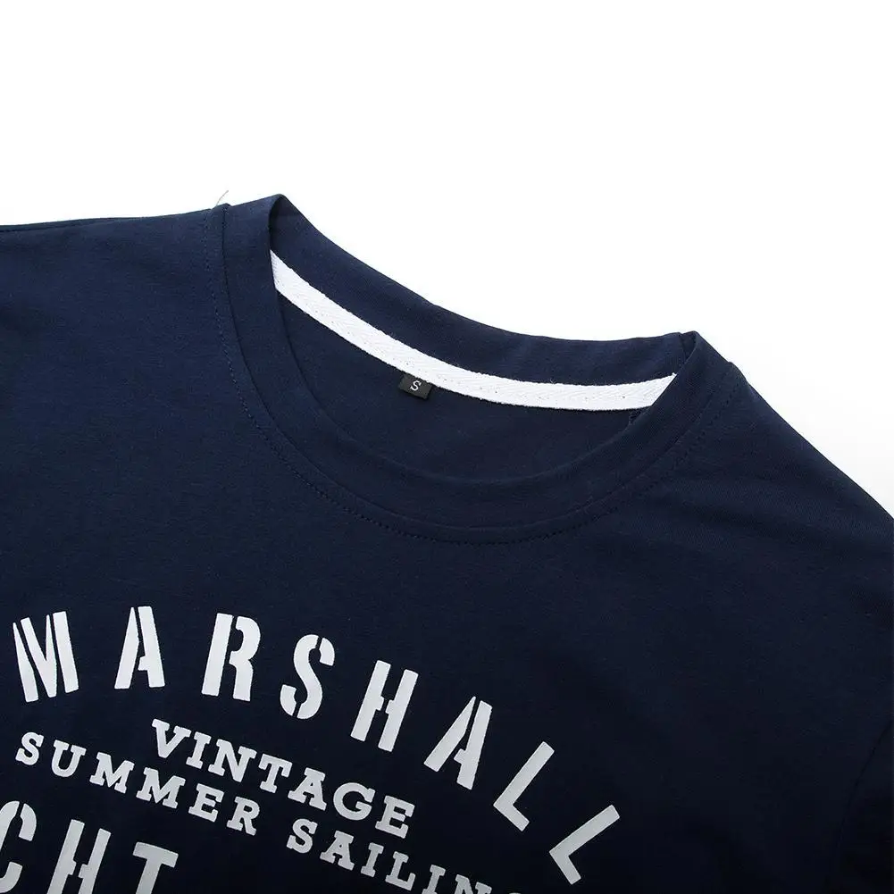 100% хлопок с коротким рукавом Свободная летняя Парусная Футболка мужская