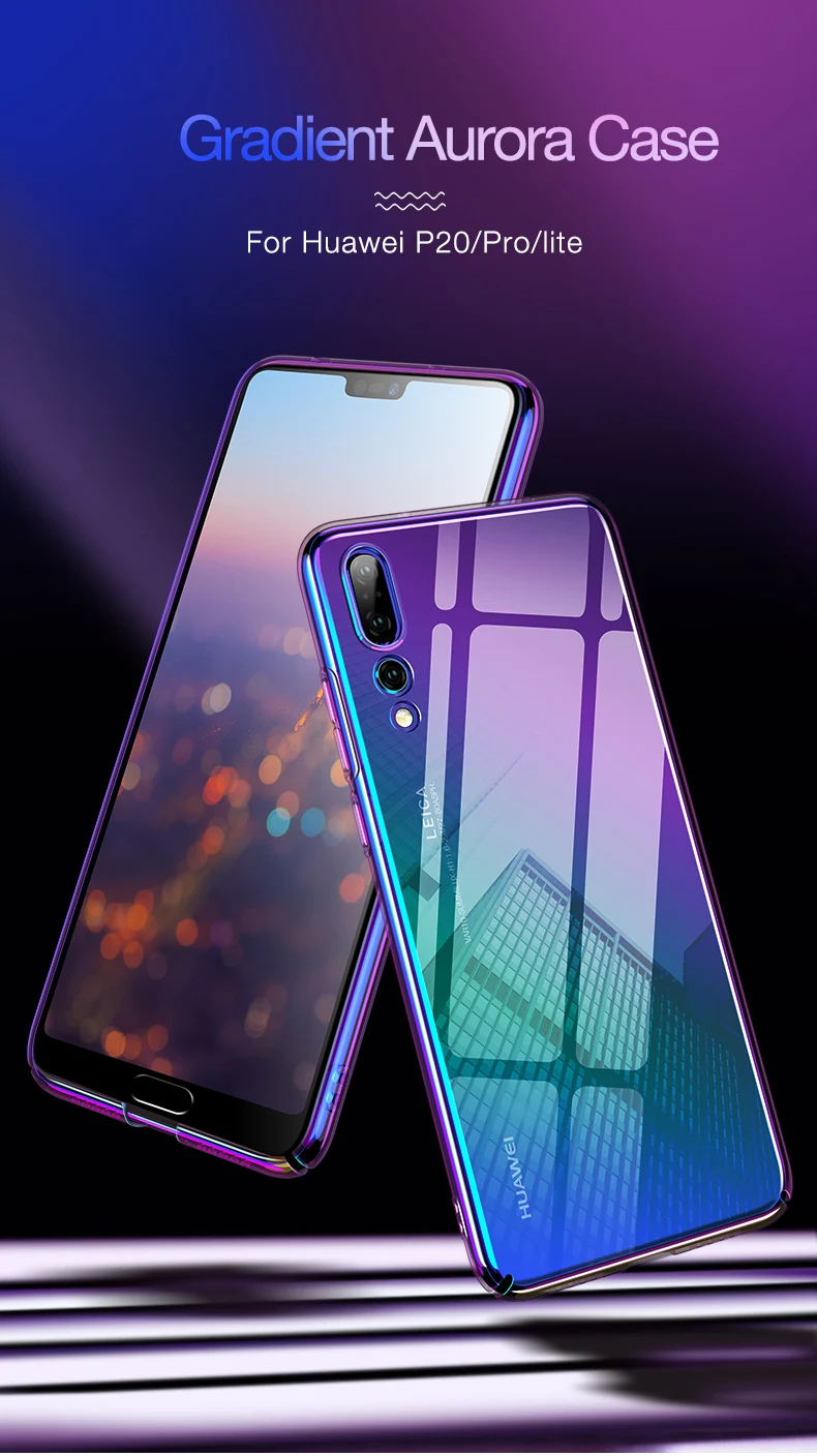 Чехол CAFELE Gradient Aurora для huawei P30 P20 Pro Lite, Жесткий ПК, прозрачный ультратонкий глянцевый чехол для huawei P20, противоударный