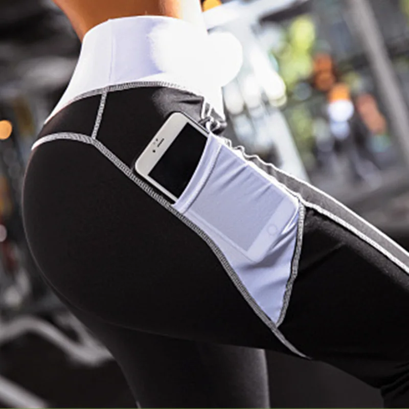 Леггинсы женские спортивные с карманами повседневные пикантные сетчатые штаны