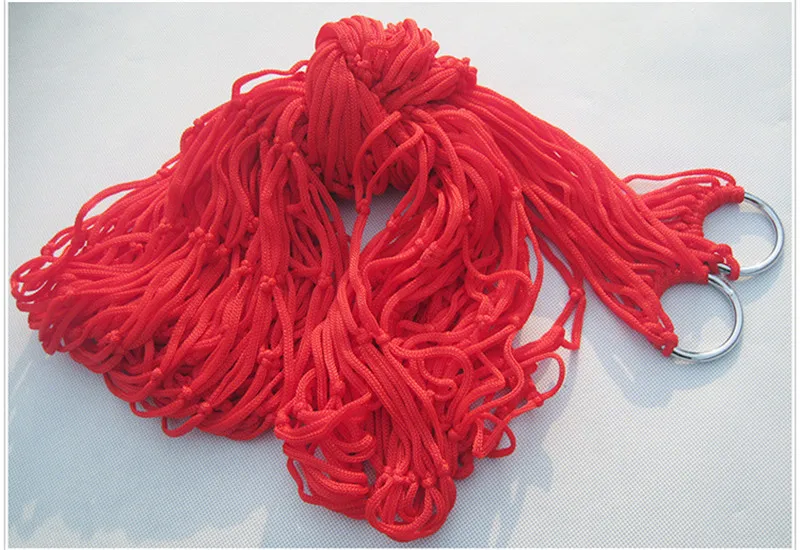 hot Red Одноместный нейлоновый гамак с сеткой, портативный для кемпинга, пляжа, отдыха на открытом воздухе, подвесная кровать, качели, мебель для взрослых, Ulatralight - Цвет: hot Red
