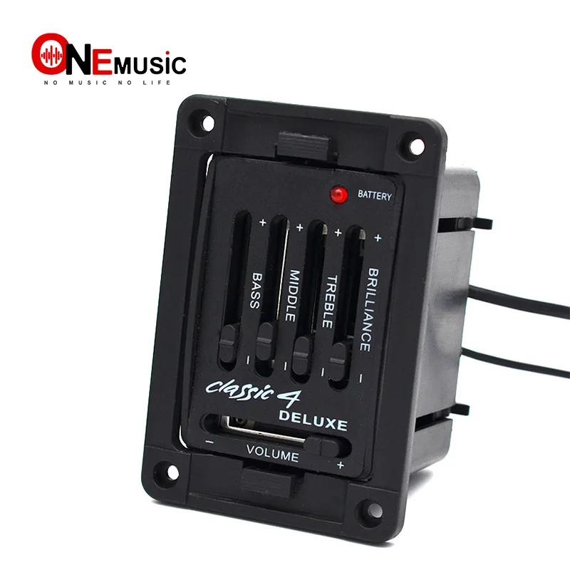 4 полосным Роскошная гитара Эквалайзер звукосниматель предусилитель для