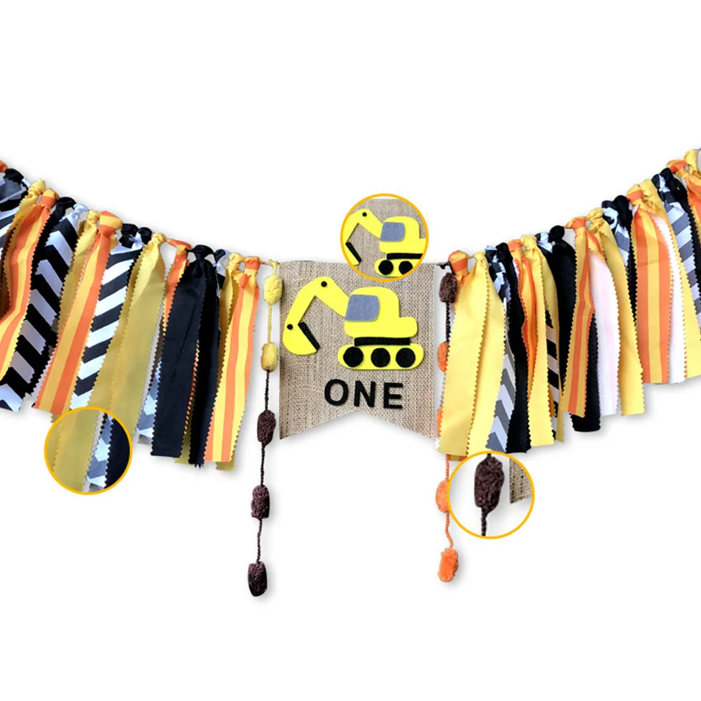 Счастливый день рождения многоразовые DIY баннер экскаватор стульчик Свадебный