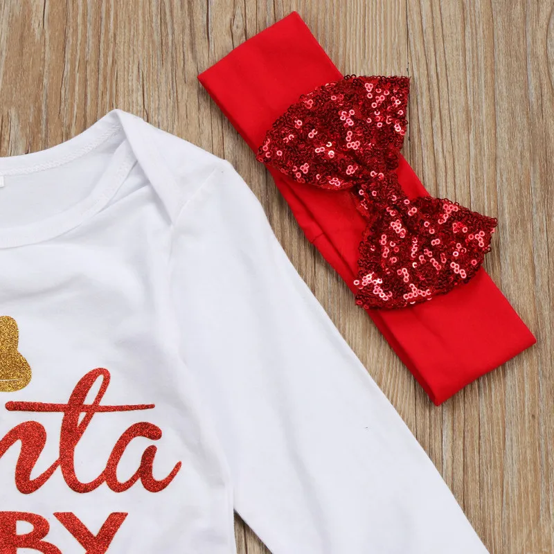 Pudcoco 5pcs/set Girls Christmas Clothes Xmas Newborn Baby Santa Bodysuit Tulle Skirt Leg Warmer Headband Winter Set | Мать и ребенок