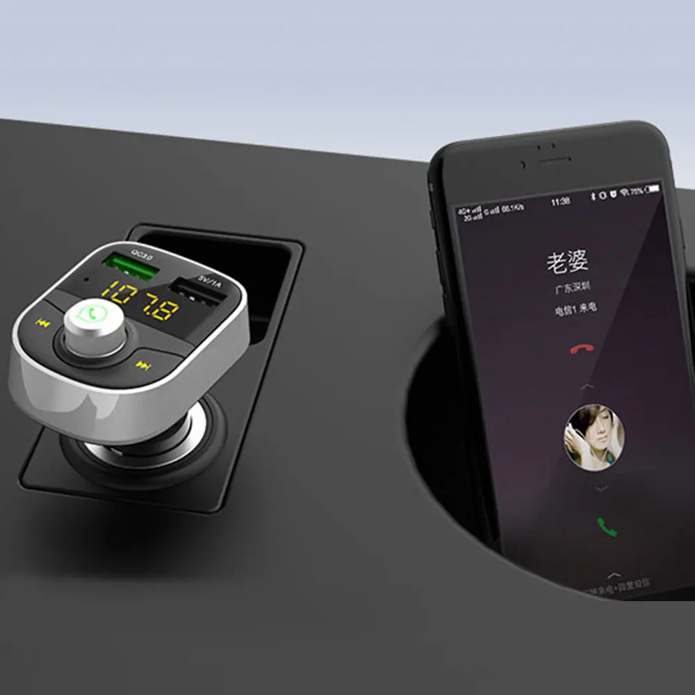 Автомобиль Bluetooth MP3 плеер FM передатчик QC3.0 Dual USB Интерфейс зарядки U диск Play