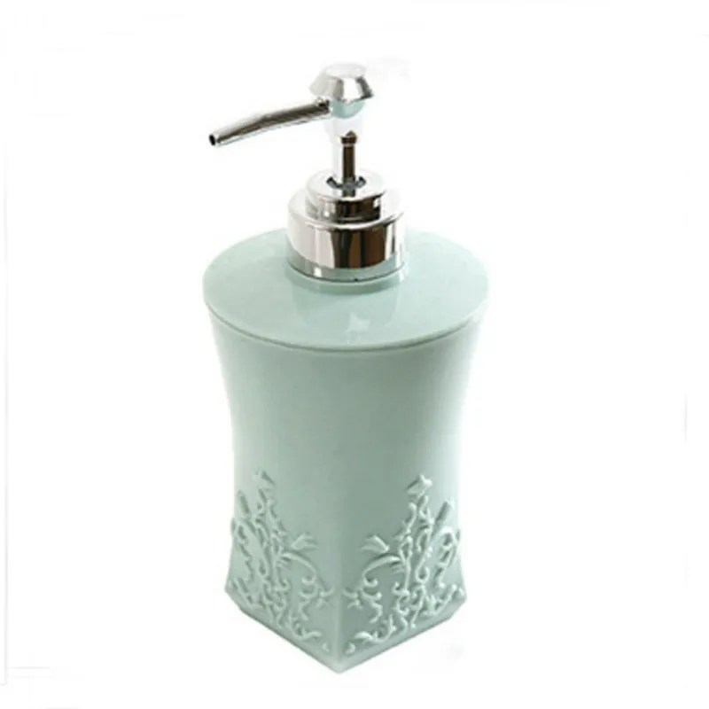 Square light blue 400 мл резной дозатор жидкого мыла, насос для ванной комнаты, гель для душа, шампунь, контейнер, бутылка для давления, мыло ручной работы, дозатор для кухни - Цвет: Square light blue