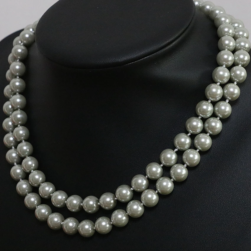 Модное ювелирное изделие с искусственными жемчужинами южного моря в форме шариков, длинное ожерелье для женщин, 36 дюймов, размеры бусин 8, 10, 12 и 14 мм. B1502.