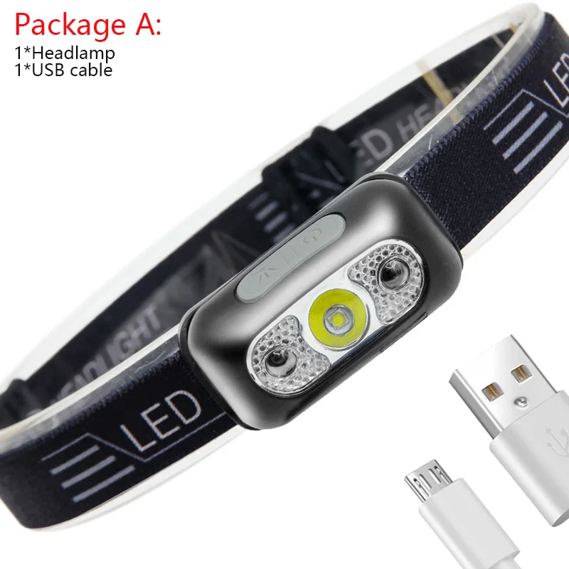 10000Lm Mini LED Headlamp Body Motion Sensor Headlight With USB charging Rechargeable Camping Flashlight Head Light Torch Lamp - Испускаемый цвет: A