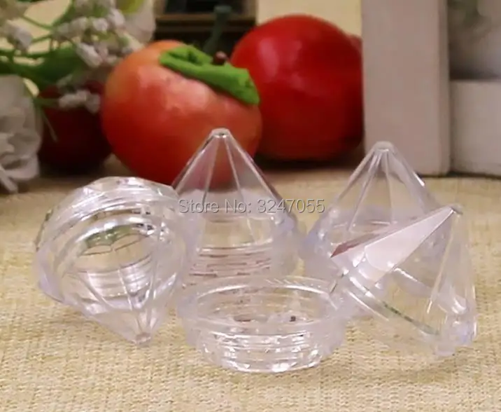 

5G Empty Clear Plastic Diamond Shaped Cream Jar, Mini Small Cosmetic Portable Lipstick Sub Container, Travel Sample Cream Pot