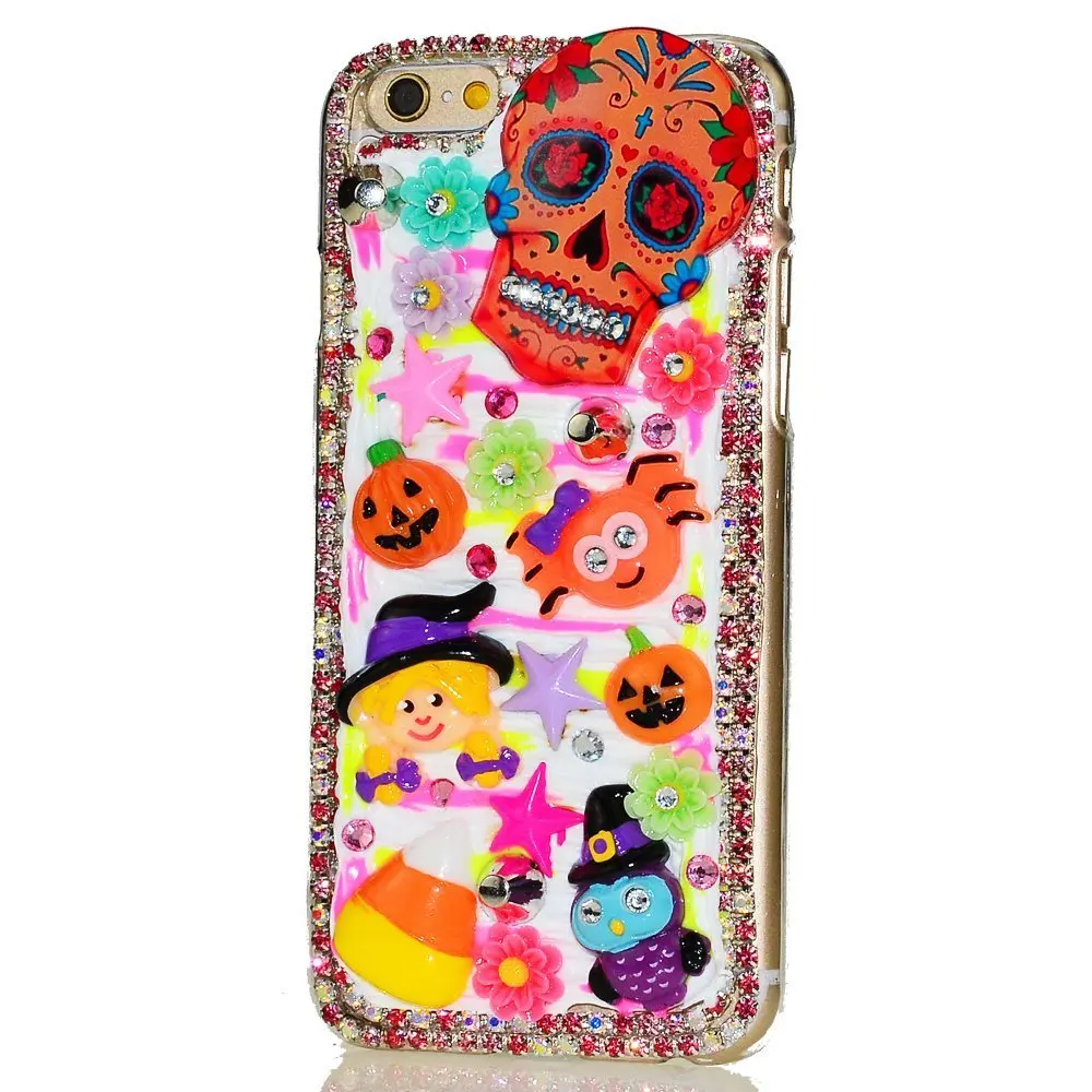 S7 Case 3D Кристалл Bling Искра Блеск Алмазный Рождество Хэллоуин череп Тыквы Крышка