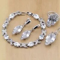 Модные свадебные украшения из стерлингового серебра 925 пробы желтый кубический цирконий комплекты украшений для женщин серьги/кулон/ожерелье/кольца/браслет
