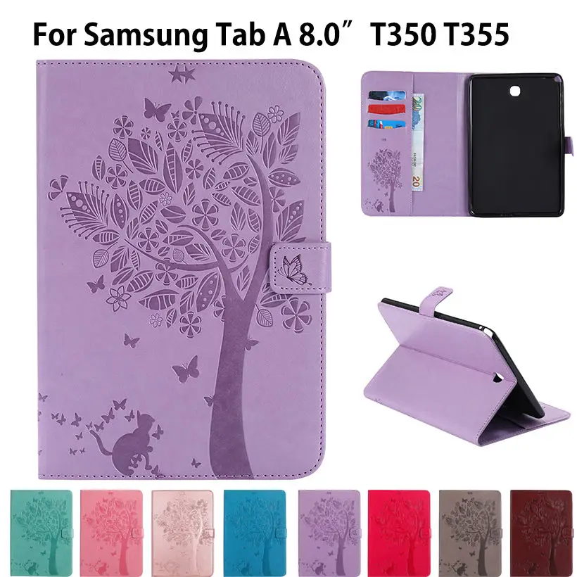 T350 чехол для Samsung Galaxy Tab A 8 0 дюймов SM T355 планшета с рисунком кота дерева из