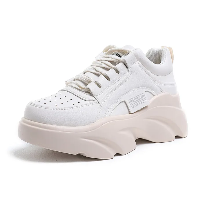 13 White CAILASTE/; женские кроссовки на платформе; обувь на высоком каблуке с круглым носком; повседневная обувь на шнуровке; женская Ультралегкая обувь в стиле Харадзюку - Цвет: 13 White