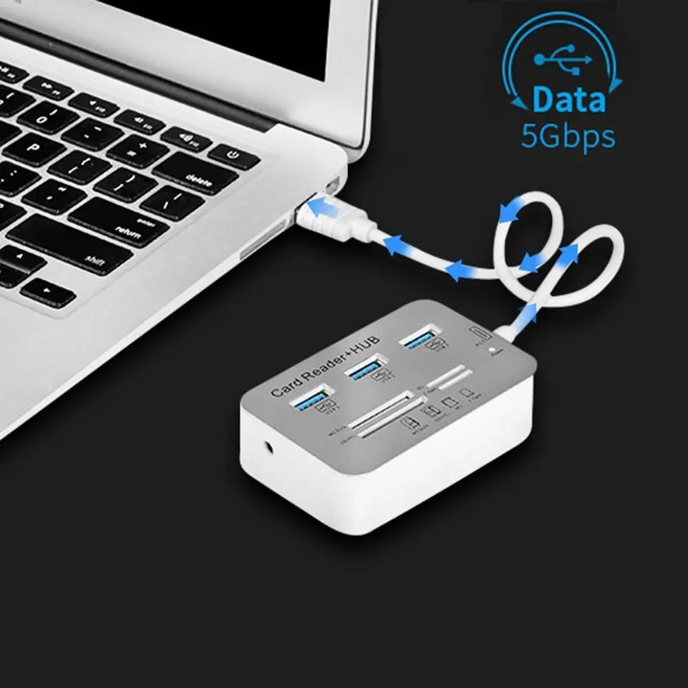 Zeadow USB 3.0 Card Reader 3 Ports Hub High Speed External Memory For MS Micro SD MMC M2 TF Cards | Компьютеры и офис