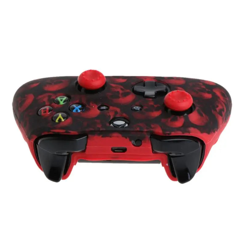 Силиконовая основа с рисунком черепа + 2 колпачка для джойстика контроллера XBox One X