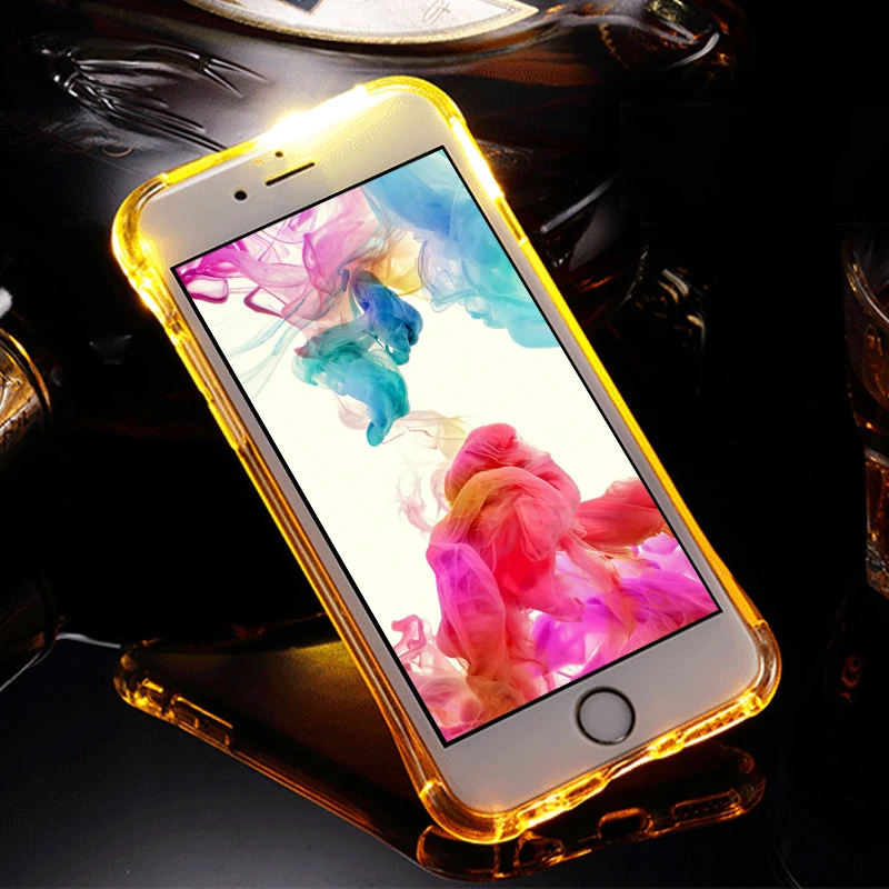 Чехол из ТПУ со светодиодной подсветкой для iPhone 5 6 6S 7 8 Plus Прозрачный светящийся