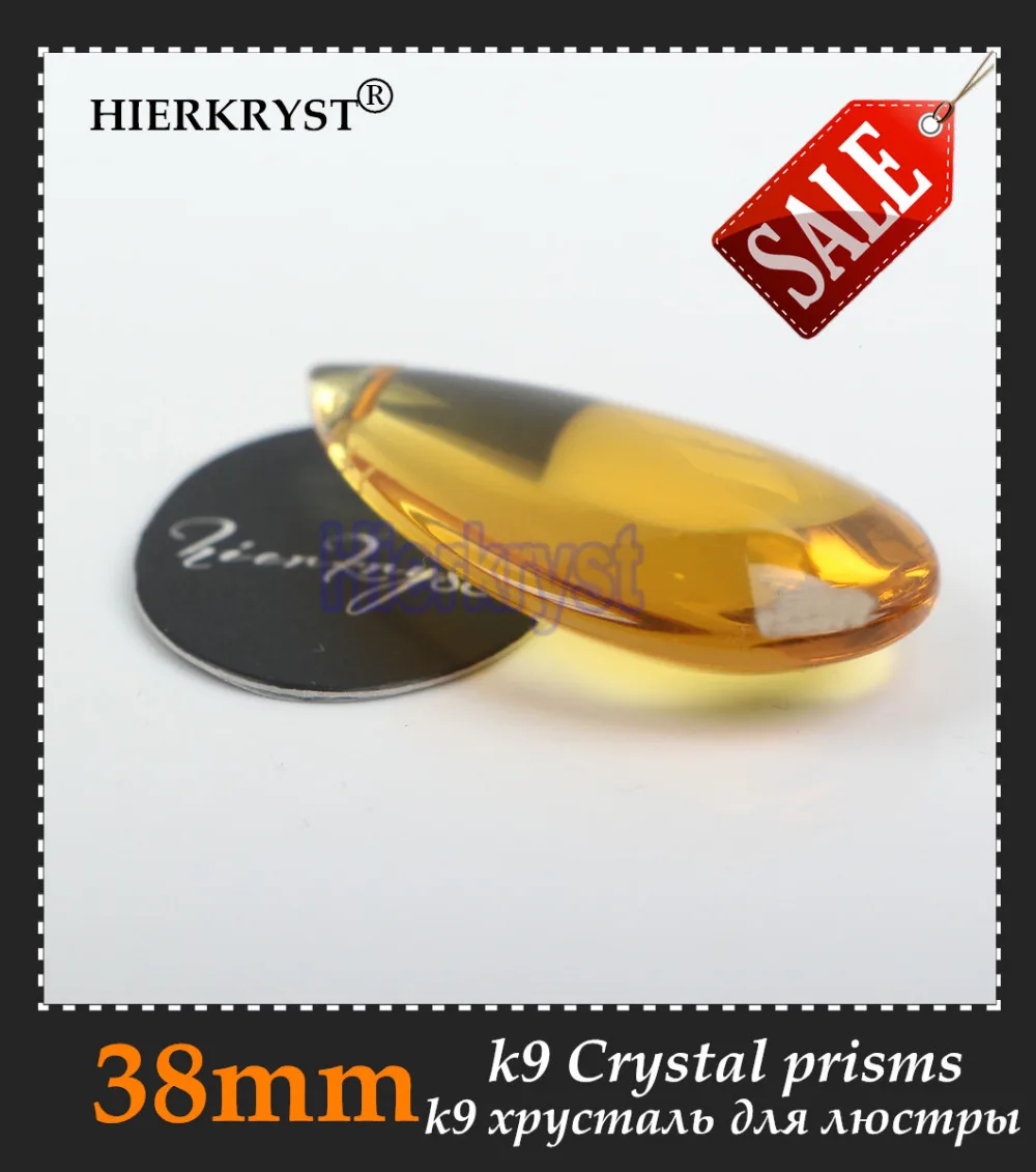 

HIERKYST 20 pcs K9 Glass Crystal Prisms Pendants Chandeliers Parts Lustres Rainbow Lamp Lighting Hang Drops Golden 38mm #2252-4A
