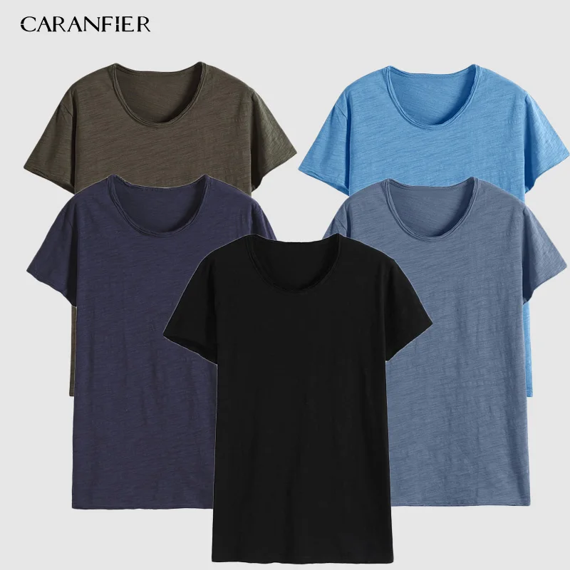 CARANFIER 3 шт. 4 5 футболка летняя новая мужская с коротким рукавом Лоскутная