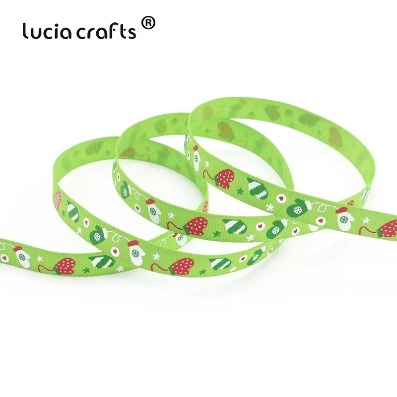 Style 2 5yards Lucia crafts 5 ярдов/12 ярдов 10 мм печатные рождественские корсажные/атласные ленты DIY рождественские вечерние упаковочные материалы T0502 - Цвет: Style 2 5yards