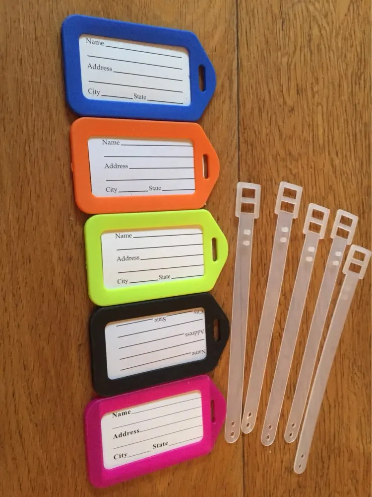 10Pcs Fashion Plastic Travel Luggage Tags Colorful Labels With Transparent Straps Ramdom Color | Багаж и сумки