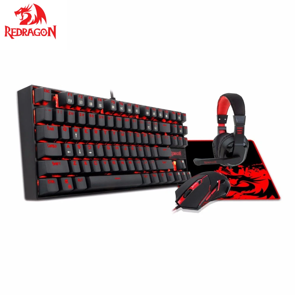 Механическая игровая клавиатура Redragon мышь и коврик для мыши гарнитура с