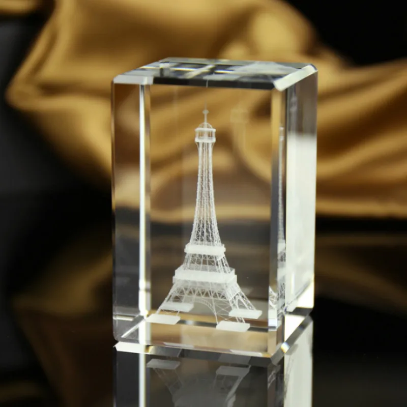 3D лазерная гравировка La Tour Tower Cube Кристалл Пресс-Папье фэн-шуй украшение дома аксессуар Парижская Коллекционная модель