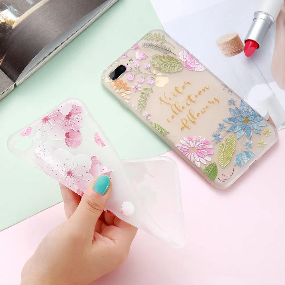 Kisscase цветочным рисунком чехол на айфон 6 6S 7 5s плюс Чехол Мягкий Силиконовый