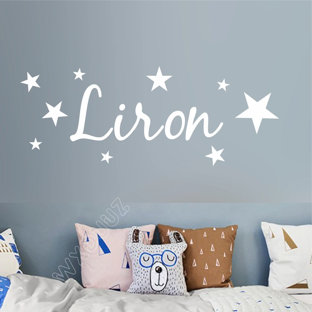 

WXDUUZ Personalized Name Wall Sticker DIY Stars Home Decor Nursery Kids Room Wall Decals Removable Vinyl Wall Decor C36