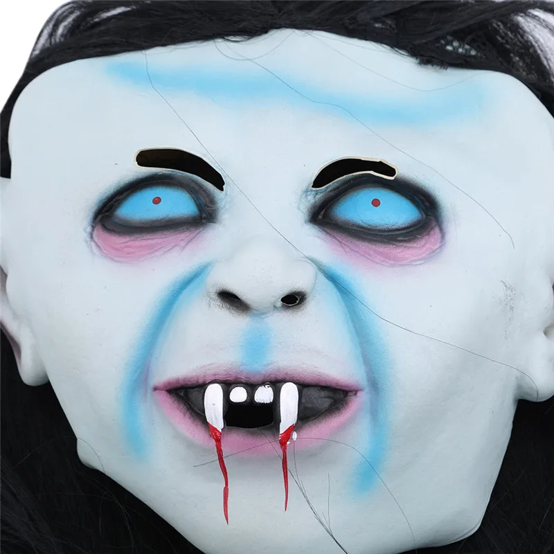 Горячая продажа Хэллоуин ужас длинные волосы ведьма Полное Лицо Латексная Маска