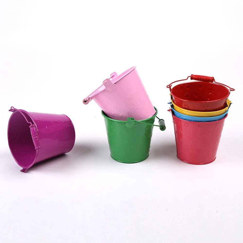 

1 PC Kids Baby Beach Sand Toys Pudding Beach Play Sand and Snow Play Beach Bucket Gardening Galvanized Toilet Iron Play Sand