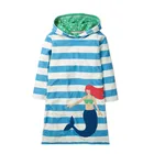 Платье для девочек в полоску с капюшоном и длинным рукавом