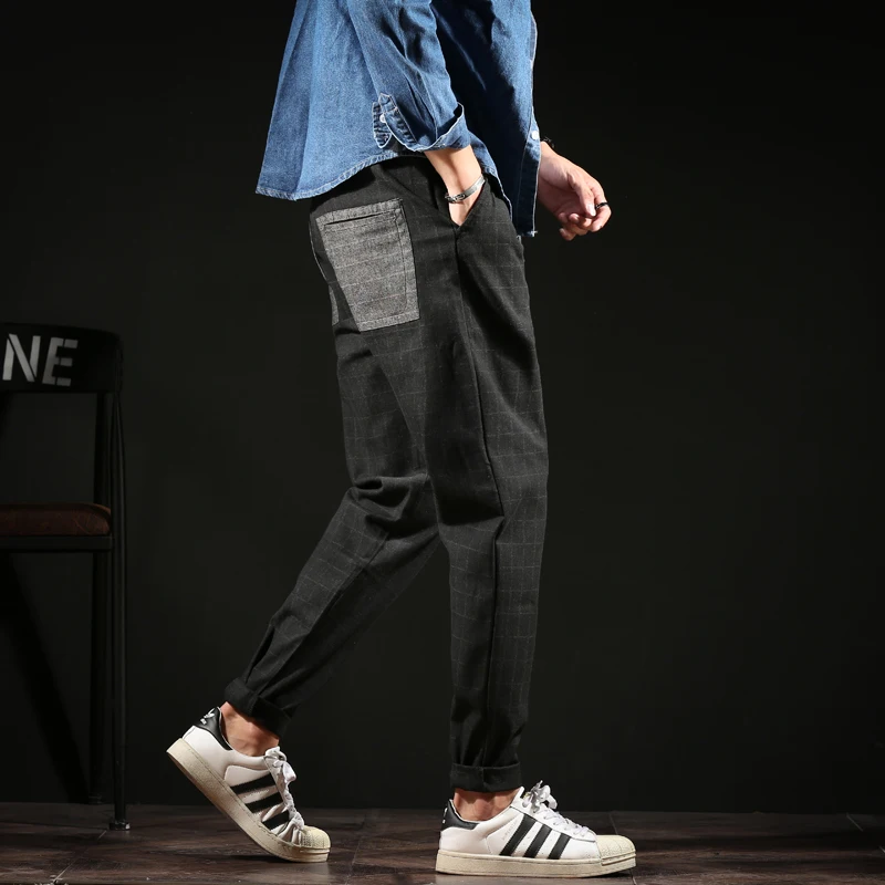 2018 fall new youth fashion Japanese men's color matching big size relaxed trend of teenagers' feet casual pants | Мужская