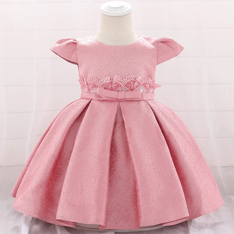 bean pink Платье-пачка с цветочным рисунком для новорожденных; платья для маленьких девочек; элегантное платье принцессы для вечеринки, дня рождения; праздничная одежда для крещения для девочек; L1906XZ - Цвет: bean pink