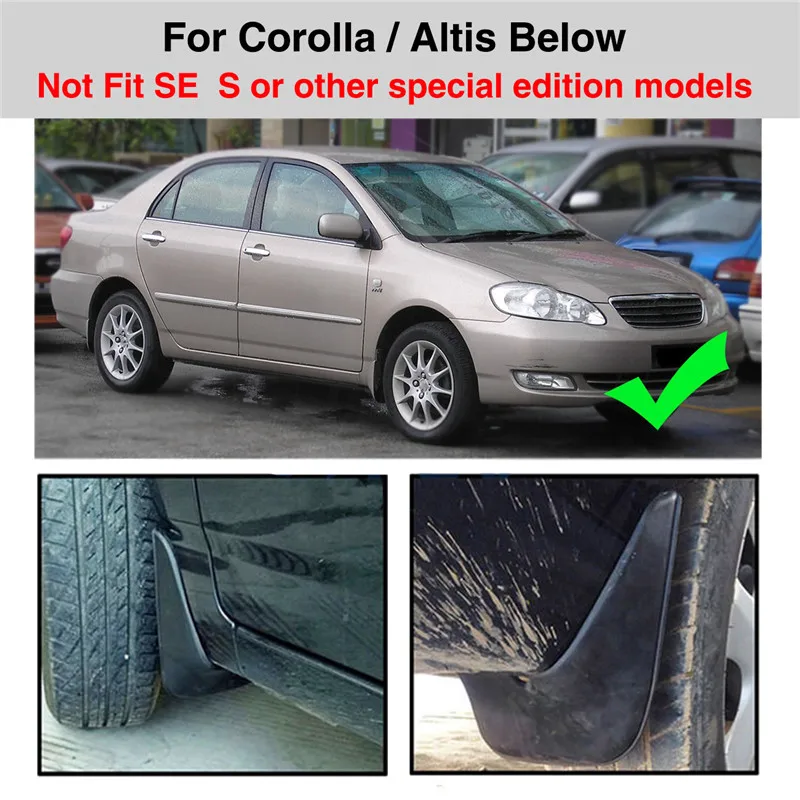 Брызговики для Toyota Corolla 2002 2008 Altis 4 door Saloon 2006|Грязезащита| |