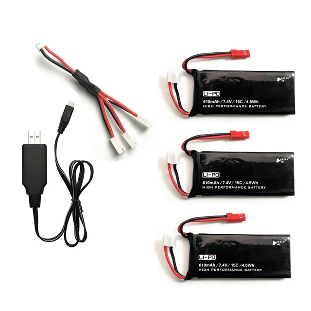 Hubsan X4 H502S H502E 7,4 V 610mAh lipo аккумулятор 15C 4.5WH аккумулятор с usb зарядным устройством набор для радиоуправляемого квадрокоптера дрона запчасти - Цвет: Красный