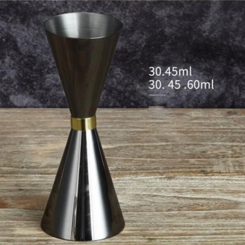 Черное кольцо с покрытием стакан для вина двойной головкой из нержавеющей стали