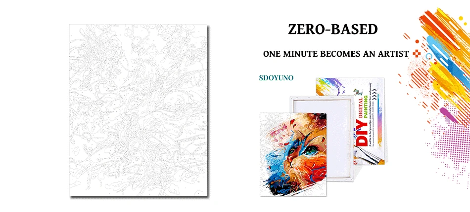 SDOYUNO 60x75cm рамка DIY Краска ing по номерам цветная кошка животные картины по номерам раскраска по номерам декор для дома рисование по номерам для детей на Каванах стены Искусство картина для домашнего декора