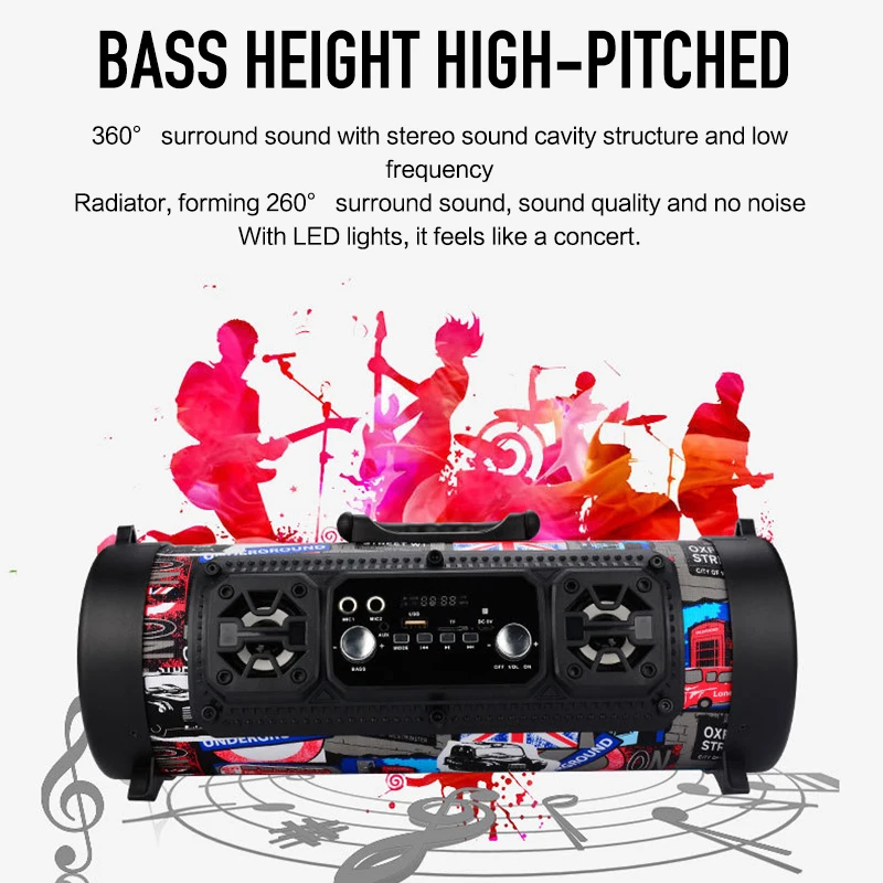 15 Вт Портативный уличный Bluetooth 4 2 динамик fm-радио USB автомобильный сабвуфер HD
