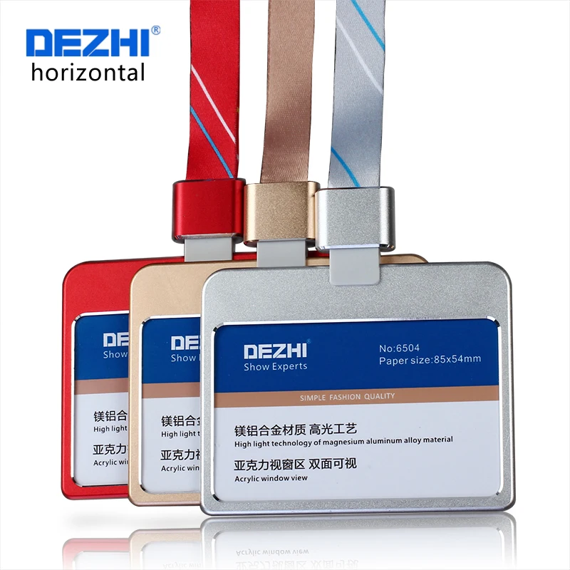 Бейдж для банковских карт в горизонтальном стиле металлический держатель виде