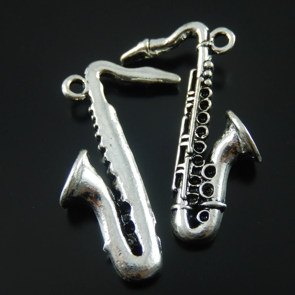20 шт./лот модное музыкальное ожерелье Sax подвеска хит продаж винтажные Серебряные