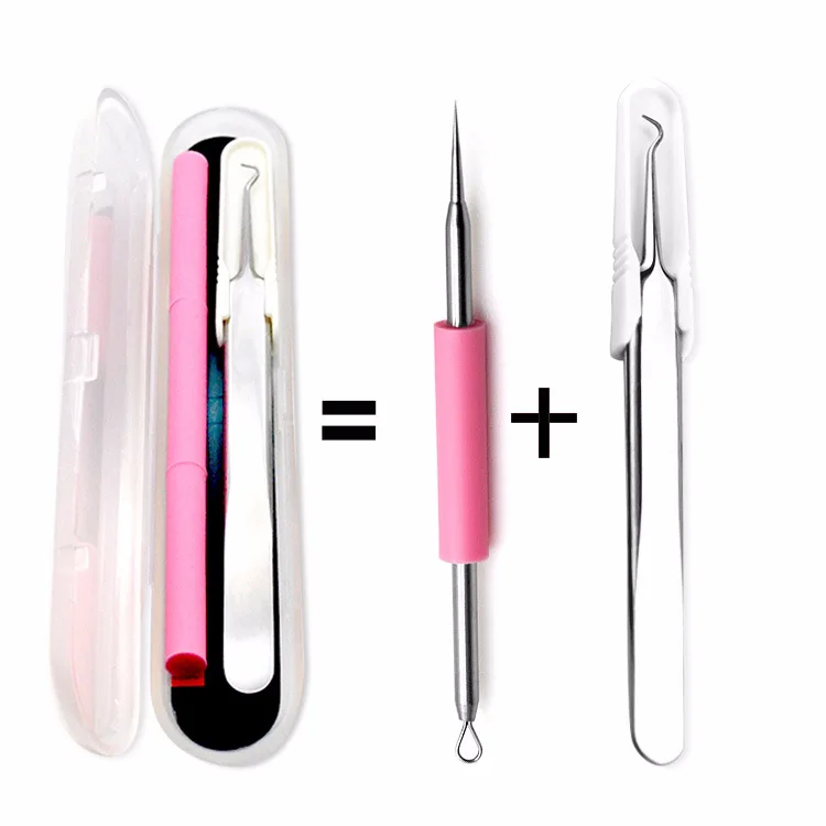 2 шт./компл. ячеистая папка из нержавеющей стали иглы для удаления угрей Comedone Extractor