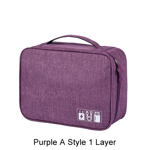 A Style Purple Дорожный кабель сумка зарядное устройство провод электронный цифровой гаджет Органайзер Чехол косметический набор Чехол шкаф аксессуары Принадлежности - Color: A Style Purple