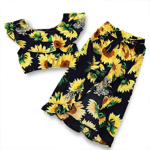 2 шт. детский топ с подсолнухами и юбка-шорты | Мать ребенок